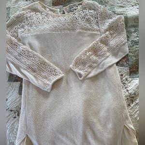 Lucky Brand Cream Lace 3/4 length sleeve
